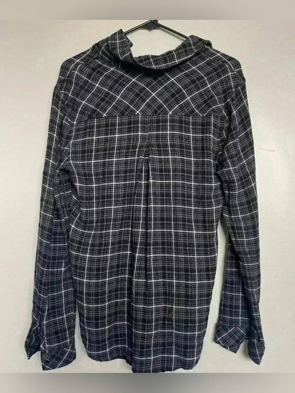 BELLA DAHL Boyfriend Button Down Plaid Shirt Black Gray Charcoal - Picture 5 of 5